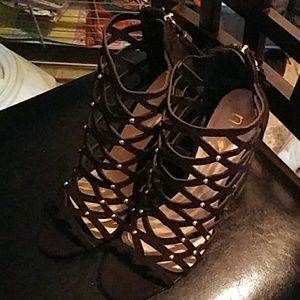Strappy black heels